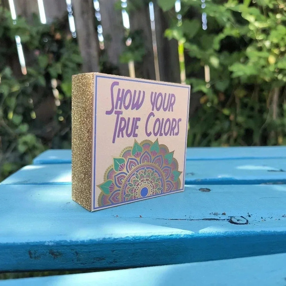 Show your true colors home decor gold sparkle plaque desk purple mandala boho hi - Picture 5 of 8